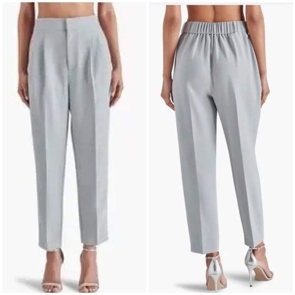 NWT Steve Madden Paulina Pleated Ankle Trouser Pants Slate Gray Sz M - Picture 1 of 14